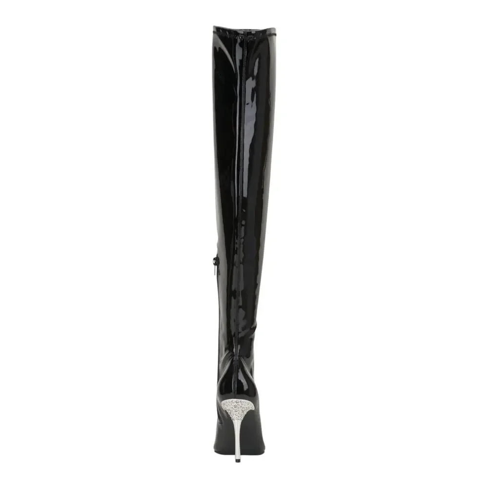 INC Women's Romina Embellished Over The Knee Boots Black Patent Size 5 1/2